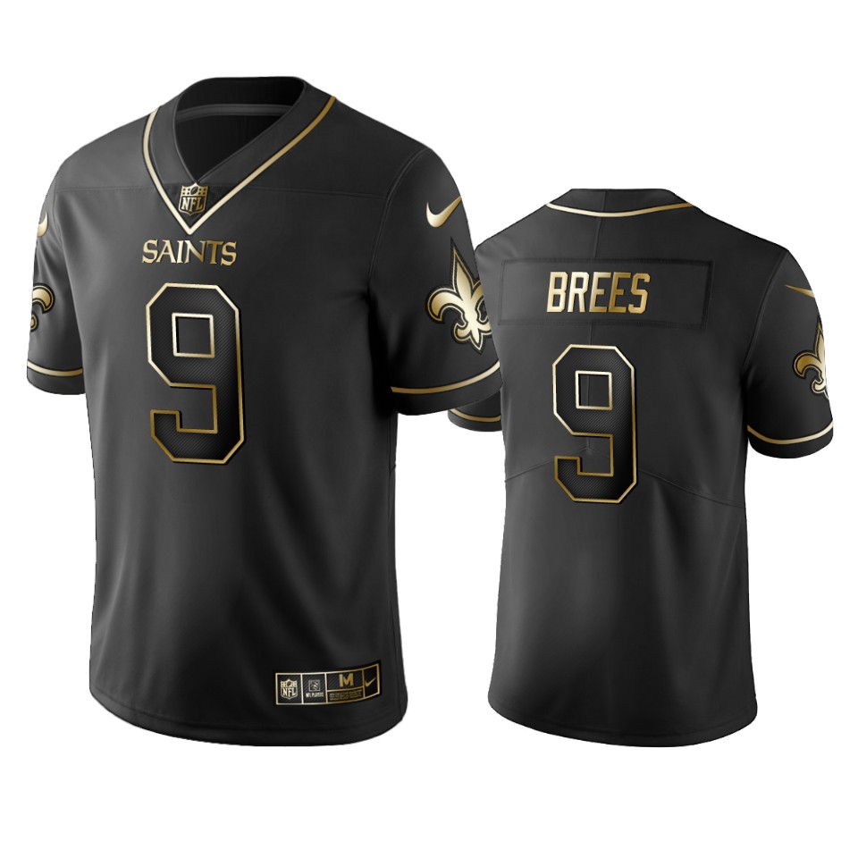 Saints #9 Drew Brees Men's Stitched NFL Vapor Untouchable Limited Black Golden Jersey