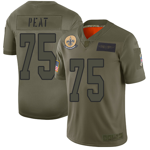 Nike Saints #75 Andrus Peat Camo Men's Stitched NFL Limited 2019 Salute To Service Jersey