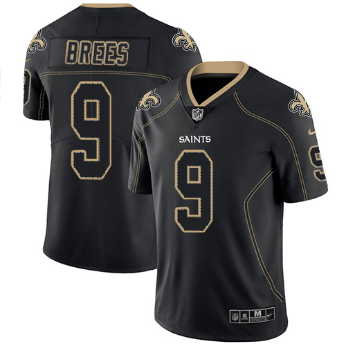 Nike Saints #9 Drew Brees Lights Out Black Men's Stitched NFL Limited Rush Jersey