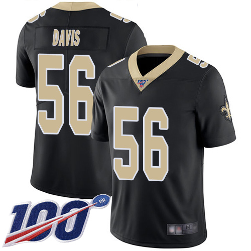Nike Saints #56 DeMario Davis Black Team Color Men's Stitched NFL 100th Season Vapor Limited Jersey