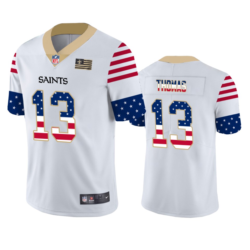 New Orleans Saints #13 Michael Thomas White Men's Nike Team Logo USA Flag Vapor Untouchable Limited NFL Jersey