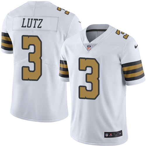 Nike Saints #3 Wil Lutz White Men's Stitched NFL Limited Rush Jersey