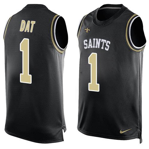 Nike Saints #1 Who Dat Black Team Color Men's Stitched NFL Limited Tank Top Jersey