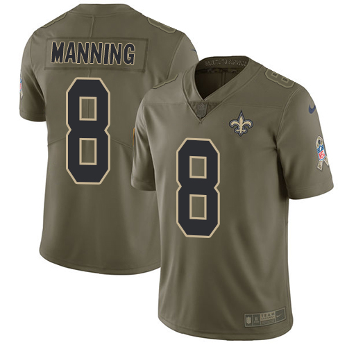 Nike Saints #8 Archie Manning Olive Men's Stitched NFL Limited 2017 Salute To Service Jersey