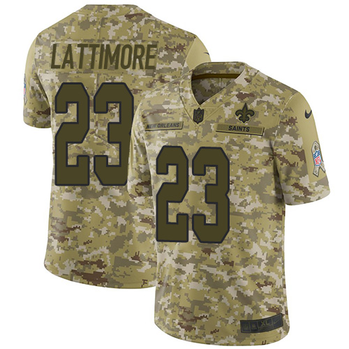 Nike Saints #23 Marshon Lattimore Camo Men's Stitched NFL Limited 2018 Salute To Service Jersey