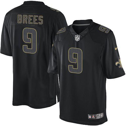Nike Saints #9 Drew Brees Black Men's Stitched NFL Impact Limited Jersey