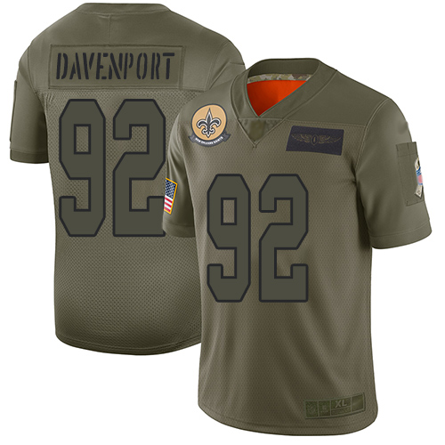 Nike Saints #92 Marcus Davenport Camo Men's Stitched NFL Limited 2019 Salute To Service Jersey