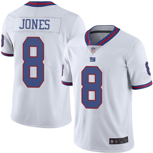 Nike Giants #8 Daniel Jones White Men's Stitched NFL Limited Rush Jersey
