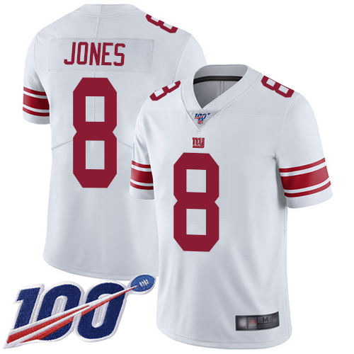 Nike Giants #8 Daniel Jones White Men's Stitched NFL 100th Season Vapor Limited Jersey
