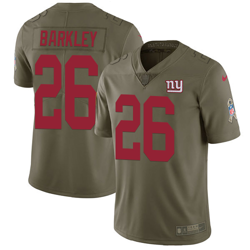 Nike Giants #26 Saquon Barkley Olive Men's Stitched NFL Limited 2017 Salute To Service Jersey