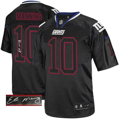 Nike Giants #10 Eli Manning Lights Out Black Men's Stitched NFL Elite Autographed Jersey