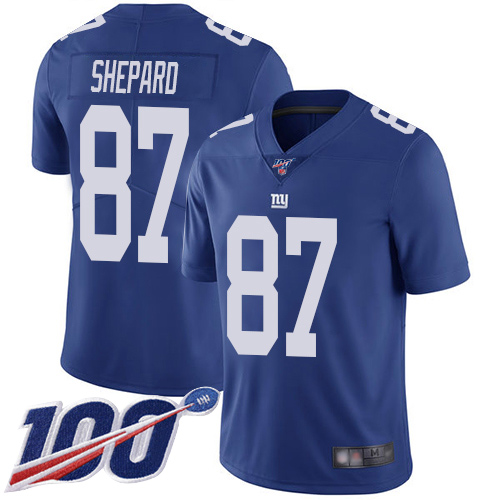 Nike Giants #87 Sterling Shepard Royal Blue Team Color Men's Stitched NFL 100th Season Vapor Limited Jersey