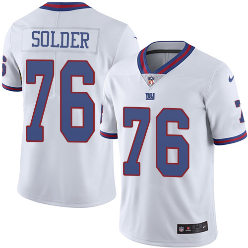 Nike Giants #76 Nate Solder White Men's Stitched NFL Limited Rush Jersey