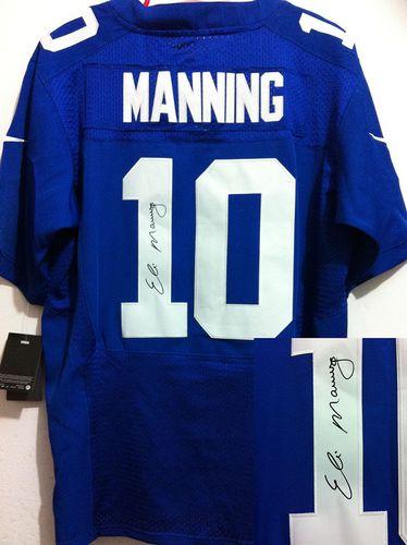 Nike Giants #10 Eli Manning Royal Blue Team Color Men's Stitched NFL Elite Autographed Jersey
