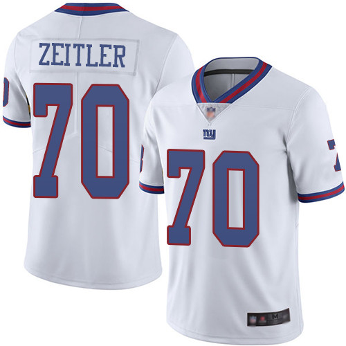 Nike Giants #70 Kevin Zeitler White Men's Stitched NFL Limited Rush Jersey