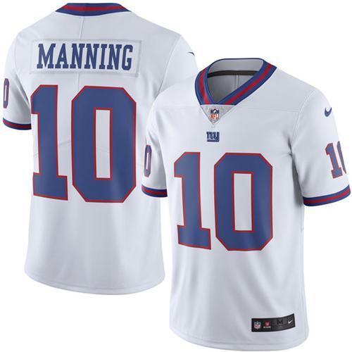 Nike Giants #10 Eli Manning White Men's Stitched NFL Limited Rush Jersey