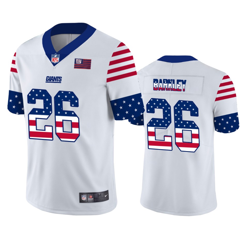 New York Giants #26 Saquon Barkley White Men's Nike Team Logo USA Flag Vapor Untouchable Limited NFL Jersey