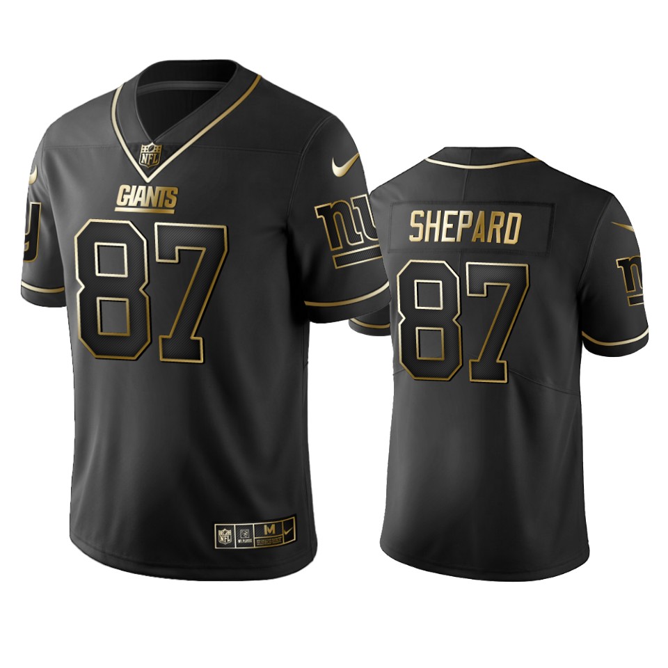 Nike Giants #87 Sterling Shepard Black Golden Limited Edition Stitched NFL Jersey