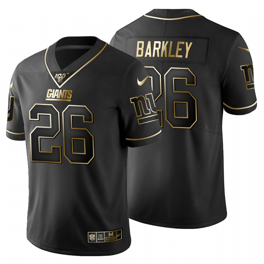 New York Giants #26 Saquon Barkley Men's Nike Black Golden Limited NFL 100 Jersey