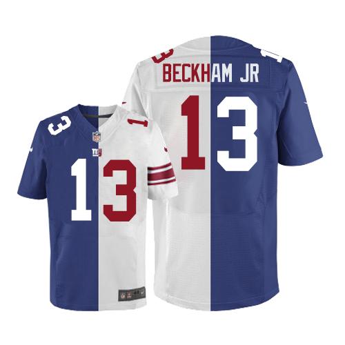 Nike Giants #13 Odell Beckham Jr Royal Blue/White Men's Stitched NFL Elite Split Jersey