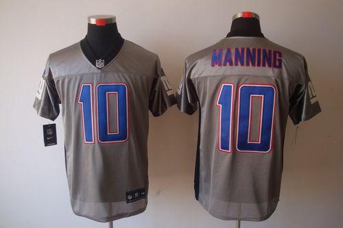 Nike Giants #10 Eli Manning Grey Shadow Men's Stitched NFL Elite Jersey