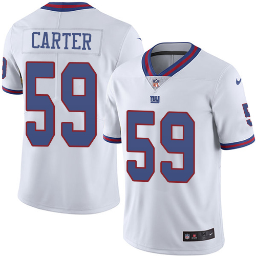 Nike Giants #59 Lorenzo Carter White Men's Stitched NFL Limited Rush Jersey