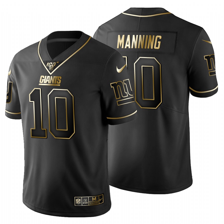 New York Giants #10 Eli Manning Men's Nike Black Golden Limited NFL 100 Jersey