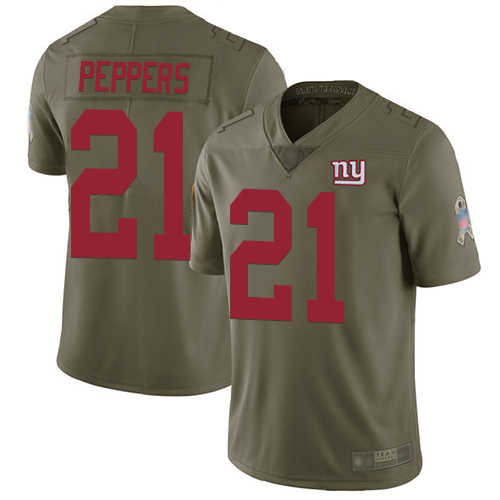 Nike Giants #21 Jabrill Peppers Olive Men's Stitched NFL Limited 2017 Salute to Service Jersey