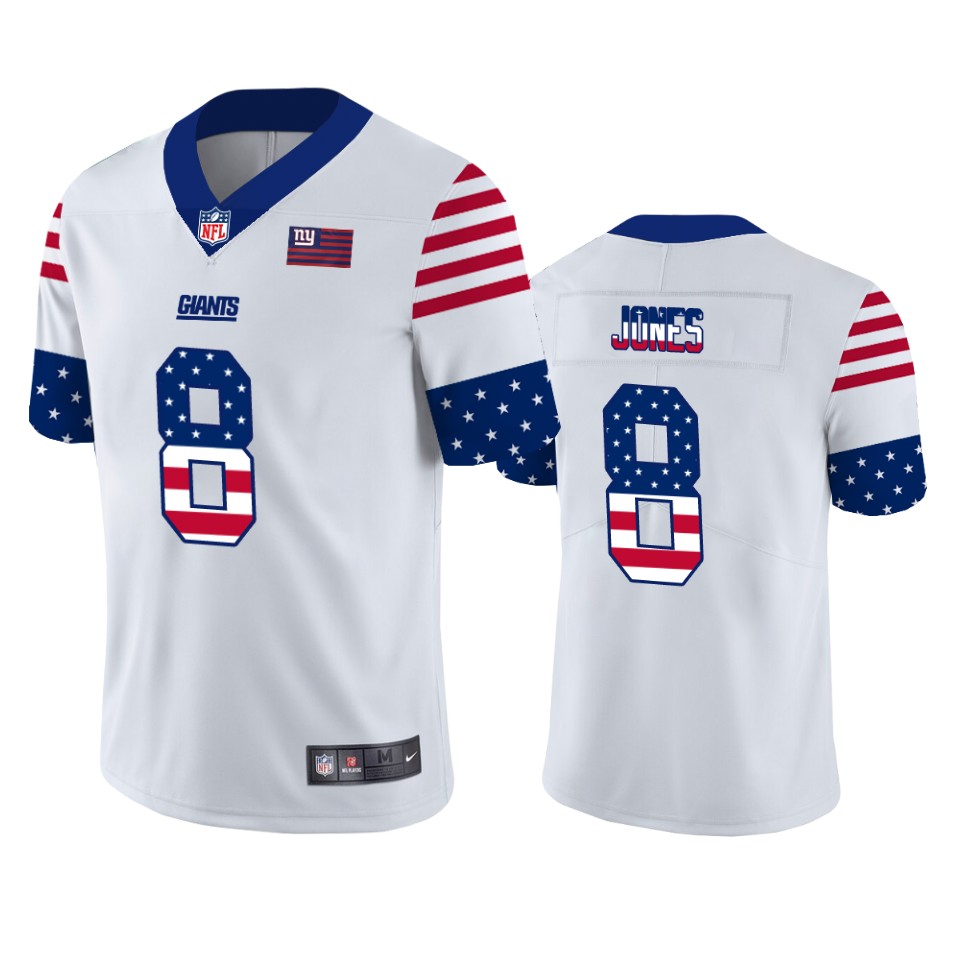 New York Giants #8 Daniel Jones White Men's Nike Team Logo USA Flag Vapor Untouchable Limited NFL Jersey