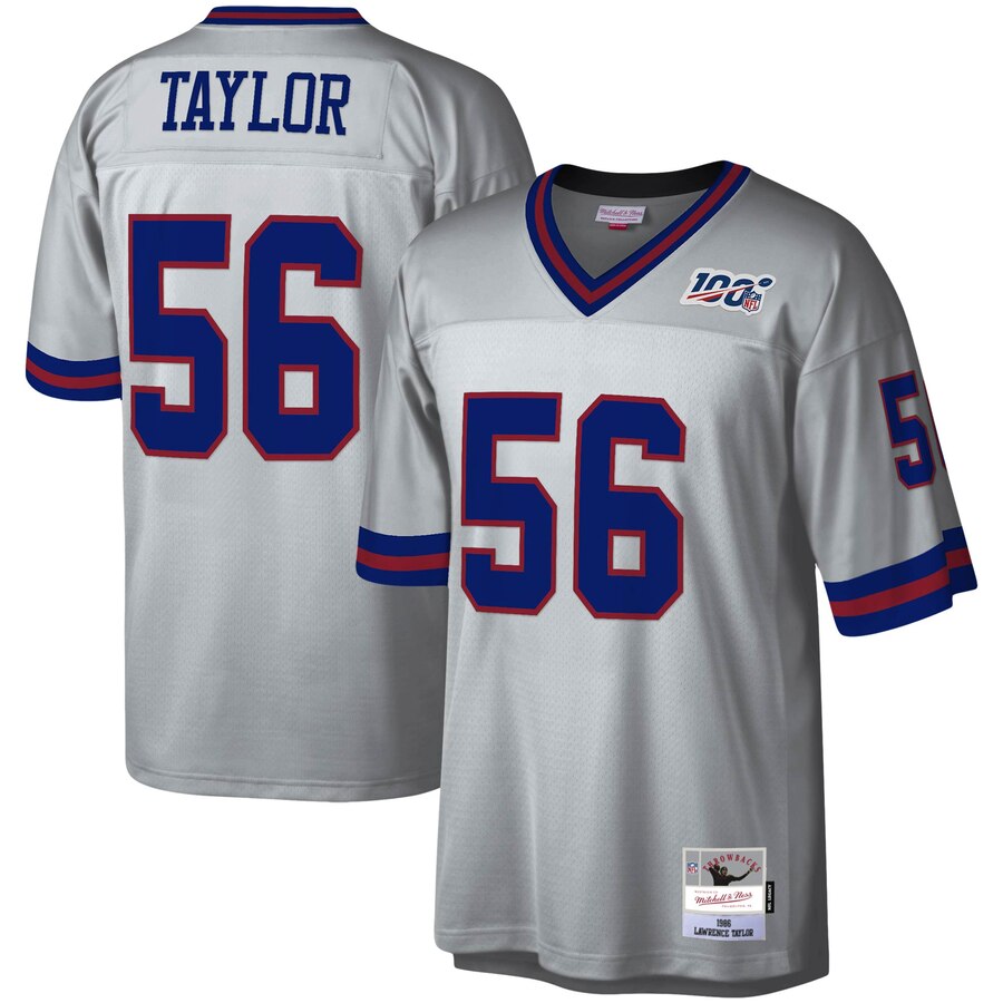 New York Giants #56 Lawrence Taylor Mitchell & Ness NFL 100 Retired Player Platinum Jersey