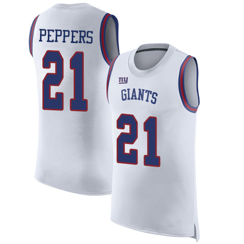Nike Giants #21 Jabrill Peppers White Men's Stitched NFL Limited Rush Tank Top Jersey