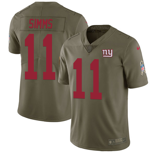 Nike Giants #11 Phil Simms Olive Men's Stitched NFL Limited 2017 Salute to Service Jersey