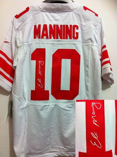 Nike Giants #10 Eli Manning White Men's Stitched NFL Elite Autographed Jersey