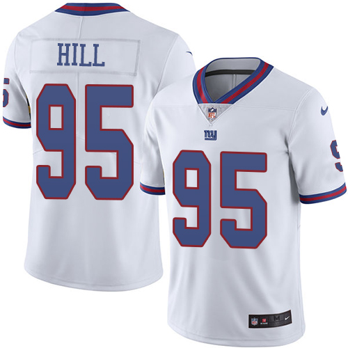 Nike Giants #95 B.J. Hill White Men's Stitched NFL Limited Rush Jersey