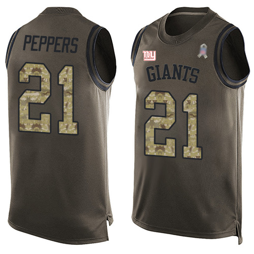 Nike Giants #21 Jabrill Peppers Green Men's Stitched NFL Limited Salute To Service Tank Top Jersey