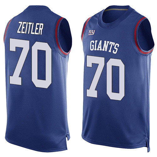 Nike Giants #70 Kevin Zeitler Royal Blue Team Color Men's Stitched NFL Limited Tank Top Jersey
