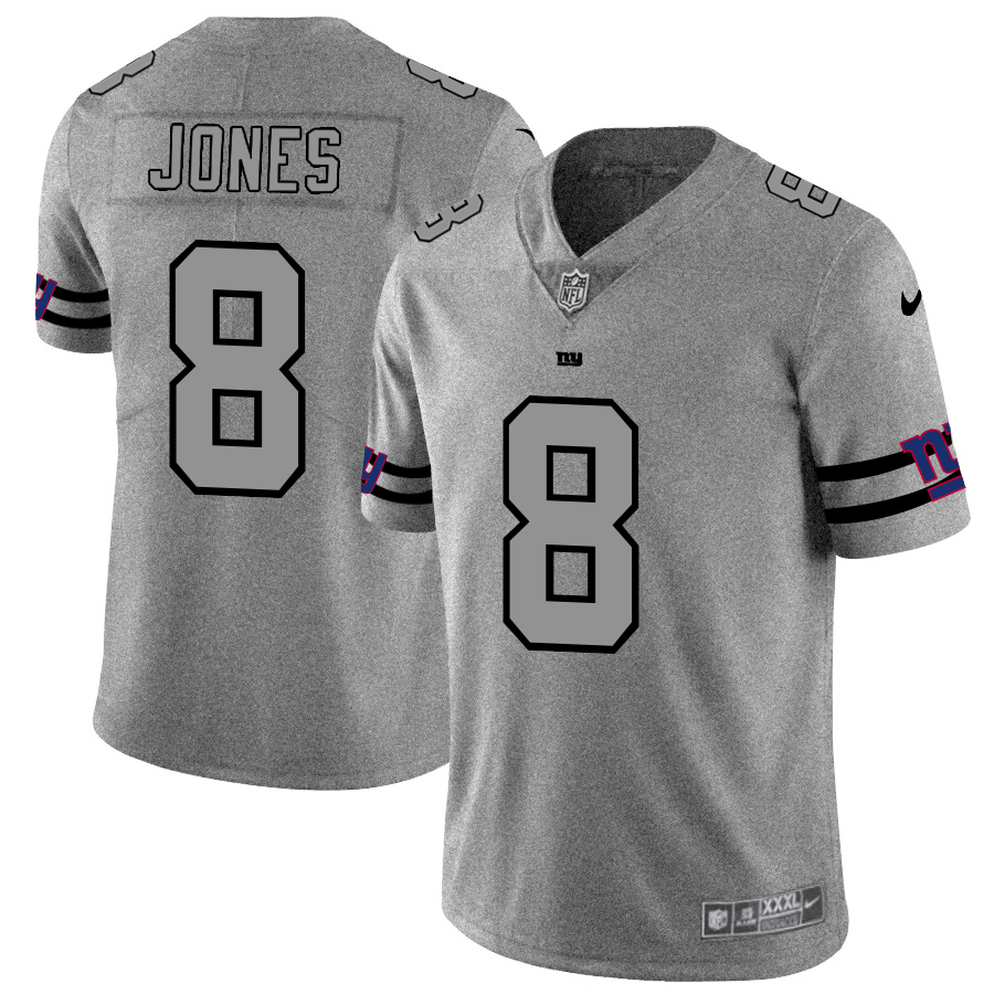 New York Giants #8 Daniel Jones Men's Nike Gray Gridiron II Vapor Untouchable Limited NFL Jersey
