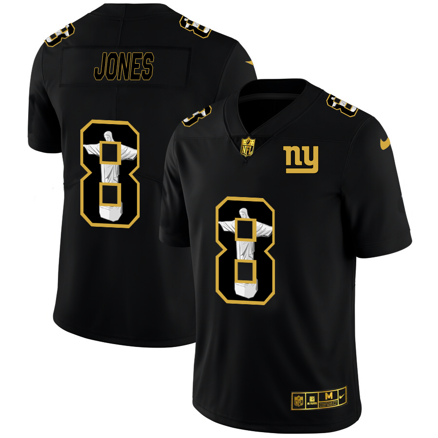 New York Giants #8 Daniel Jones Nike Carbon Black Vapor Cristo Redentor Limited NFL Jersey