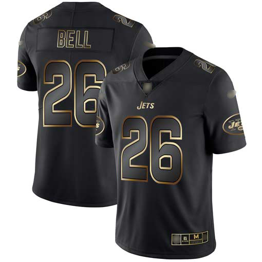Nike Jets #26 Le'Veon Bell Black/Gold Men's Stitched NFL Vapor Untouchable Limited Jersey
