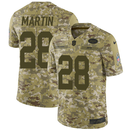 Nike Jets #28 Curtis Martin Camo Men's Stitched NFL Limited 2018 Salute To Service Jersey