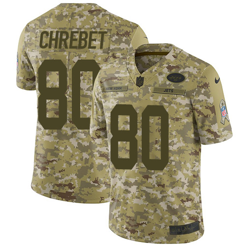 Nike Jets #80 Wayne Chrebet Camo Men's Stitched NFL Limited 2018 Salute To Service Jersey