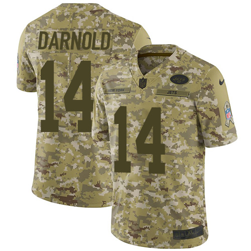 Nike Jets #14 Sam Darnold Camo Men's Stitched NFL Limited 2018 Salute To Service Jersey