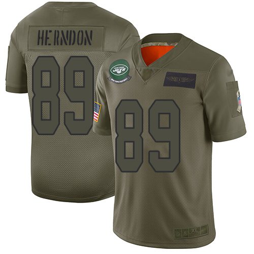 Nike Jets #89 Chris Herndon Camo Men's Stitched NFL Limited 2019 Salute To Service Jersey
