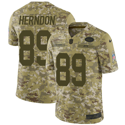 Nike Jets #89 Chris Herndon Camo Men's Stitched NFL Limited 2018 Salute To Service Jersey