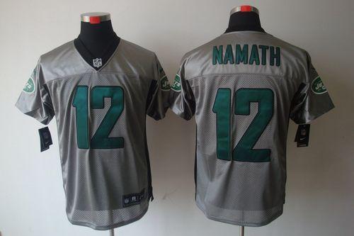 Nike Jets #12 Joe Namath Grey Shadow Men's Stitched NFL Elite Jersey