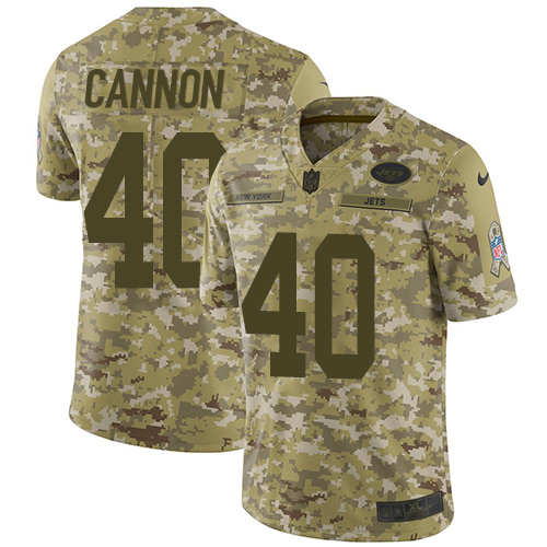Nike Jets #40 Trenton Cannon Camo Men's Stitched NFL Limited 2018 Salute To Service Jersey