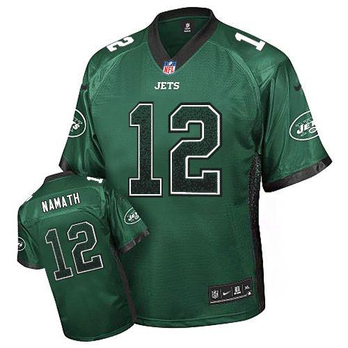 Nike Jets #12 Joe Namath Green Team Color Men's Stitched NFL Elite Drift Fashion Jersey