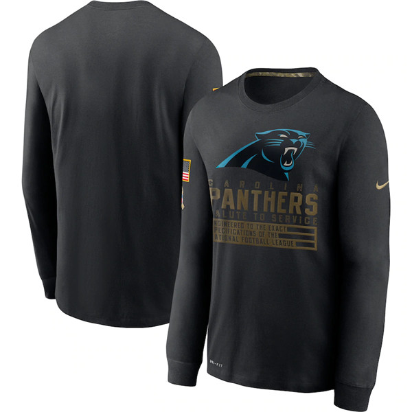Men's Carolina Panthers Black Salute To Service Sideline Performance Long Sleeve T-Shirt 2020