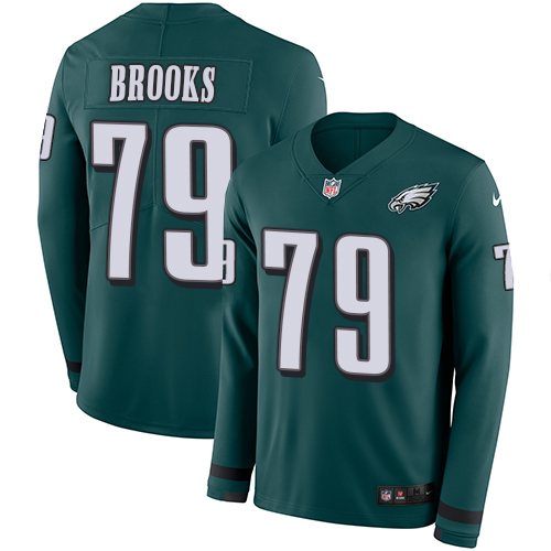 Nike Eagles #79 Brandon Brooks Midnight Green Team Color Men's Stitched NFL Limited Therma Long Sleeve Jersey