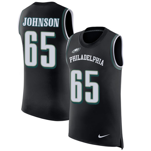 Nike Eagles #65 Lane Johnson Black Alternate Men's Stitched NFL Limited Rush Tank Top Jersey